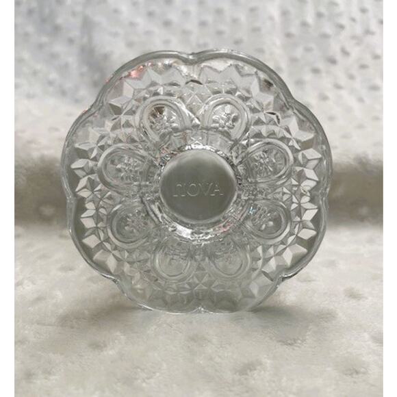 Vintage Avon Fostoria Diamond & Daisy Cut Glass Footed Votive Candle Holder - Picture 3 of 5